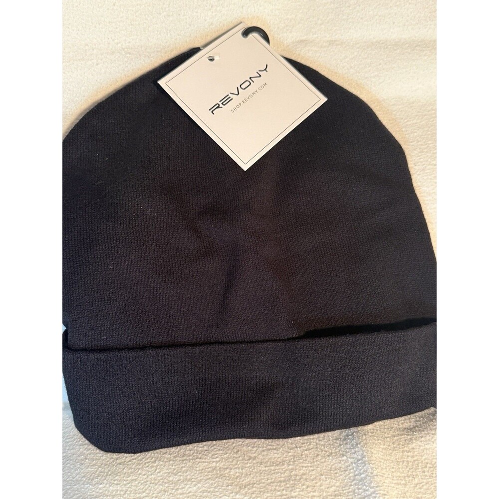 Revony Men's Beanie Black Solid Casual Winter Fall Spring One Size